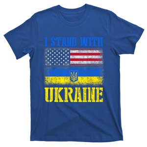 Support I Stand With Ukraine American Ukrainian Flag Gift T-Shirt