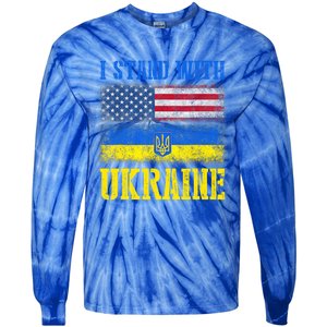 Support I Stand With Ukraine American Ukrainian Flag Gift Tie-Dye Long Sleeve Shirt