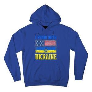 Support I Stand With Ukraine American Ukrainian Flag Gift Tall Hoodie