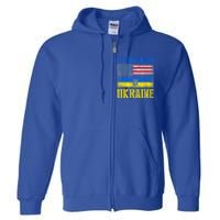 Support I Stand With Ukraine American Ukrainian Flag Gift Full Zip Hoodie