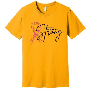 She Is Strong Breast Cancer Awareness Premium T-Shirt