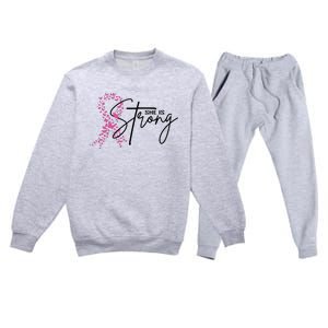 She Is Strong Breast Cancer Awareness Premium Crewneck Sweatsuit Set