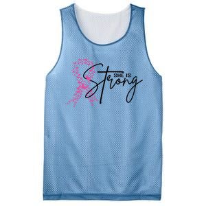 She Is Strong Breast Cancer Awareness Mesh Reversible Basketball Jersey Tank