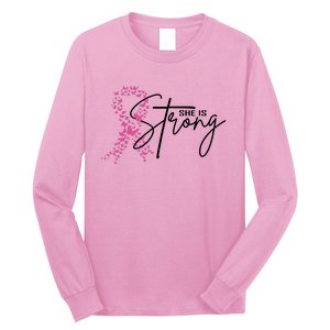 She Is Strong Breast Cancer Awareness Long Sleeve Shirt