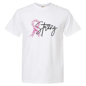 She Is Strong Breast Cancer Awareness Garment-Dyed Heavyweight T-Shirt