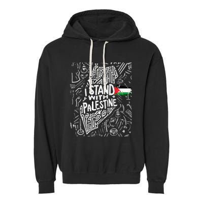 Support I Stand With Palestine Free Palestine Flag Arabic Garment-Dyed Fleece Hoodie