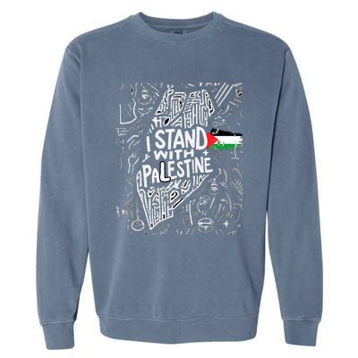 Support I Stand With Palestine Free Palestine Flag Arabic Garment-Dyed Sweatshirt