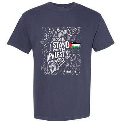 Support I Stand With Palestine Free Palestine Flag Arabic Garment-Dyed Heavyweight T-Shirt