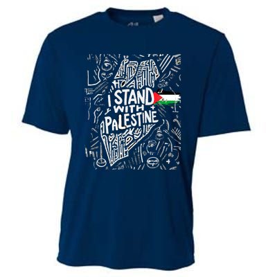 Support I Stand With Palestine Free Palestine Flag Arabic Cooling Performance Crew T-Shirt