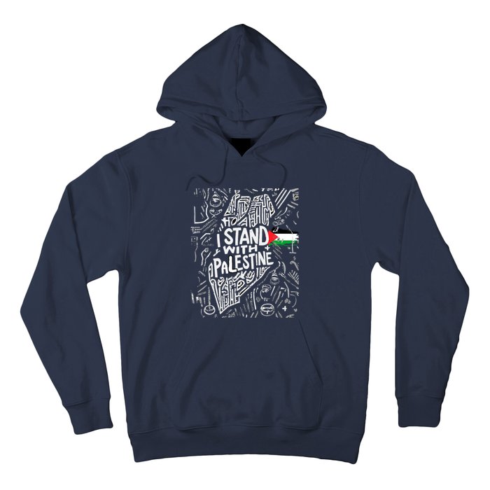 Support I Stand With Palestine Free Palestine Flag Arabic Hoodie