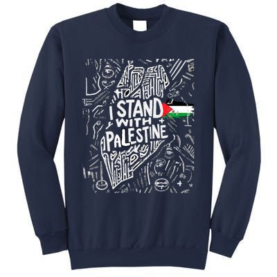 Support I Stand With Palestine Free Palestine Flag Arabic Sweatshirt