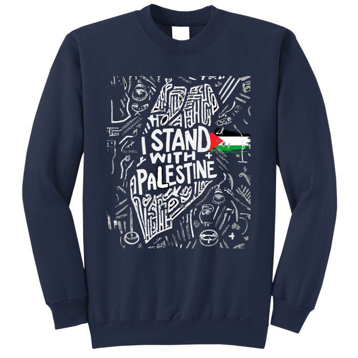 Support I Stand With Palestine Free Palestine Flag Arabic Sweatshirt