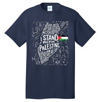 Support I Stand With Palestine Free Palestine Flag Arabic Tall T-Shirt