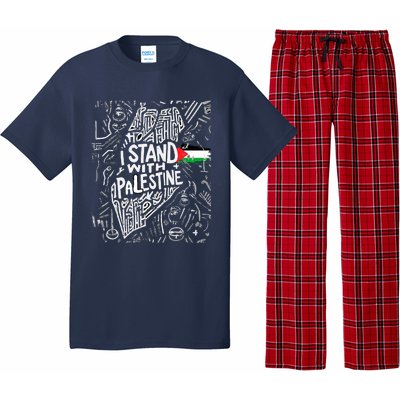 Support I Stand With Palestine Free Palestine Flag Arabic Pajama Set