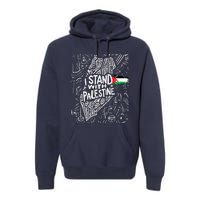 Support I Stand With Palestine Free Palestine Flag Arabic Premium Hoodie