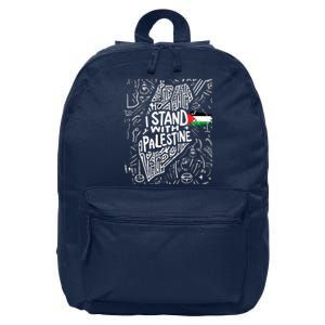 Support I Stand With Palestine Free Palestine Flag Arabic 16 in Basic Backpack