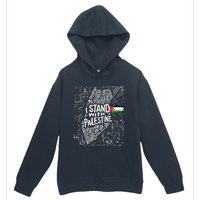 Support I Stand With Palestine Free Palestine Flag Arabic Urban Pullover Hoodie