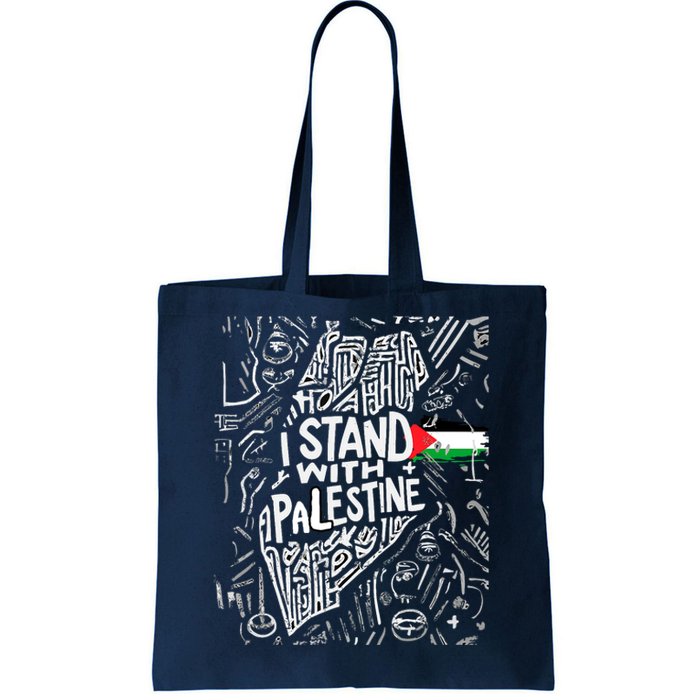 Support I Stand With Palestine Free Palestine Flag Arabic Tote Bag