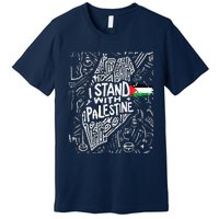 Support I Stand With Palestine Free Palestine Flag Arabic Premium T-Shirt