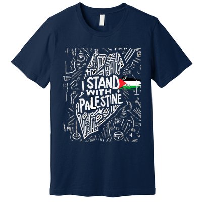 Support I Stand With Palestine Free Palestine Flag Arabic Premium T-Shirt