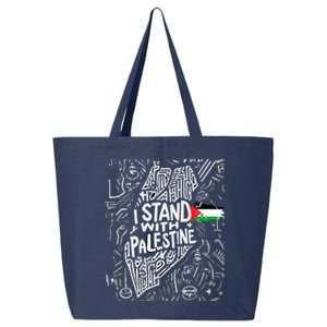 Support I Stand With Palestine Free Palestine Flag Arabic 25L Jumbo Tote