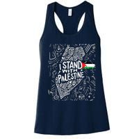 Support I Stand With Palestine Free Palestine Flag Arabic Women's Racerback Tank