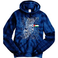 Support I Stand With Palestine Free Palestine Flag Arabic Tie Dye Hoodie