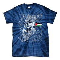 Support I Stand With Palestine Free Palestine Flag Arabic Tie-Dye T-Shirt