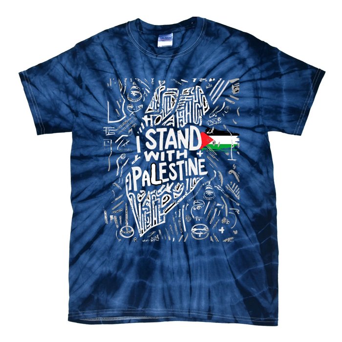 Support I Stand With Palestine Free Palestine Flag Arabic Tie-Dye T-Shirt