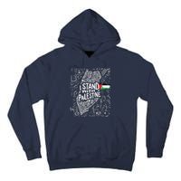 Support I Stand With Palestine Free Palestine Flag Arabic Tall Hoodie