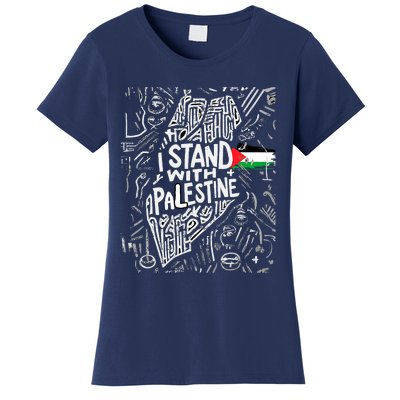 Support I Stand With Palestine Free Palestine Flag Arabic Women's T-Shirt