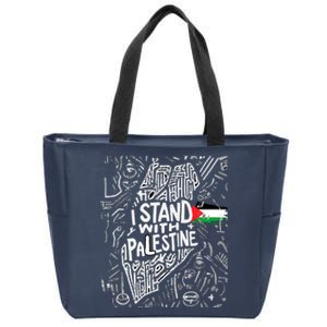 Support I Stand With Palestine Free Palestine Flag Arabic Zip Tote Bag