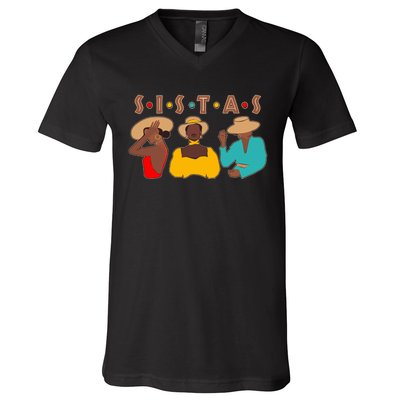 Sistas Stylish African American V-Neck T-Shirt