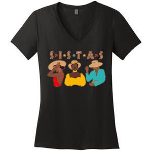 Sistas Stylish African American Women's V-Neck T-Shirt