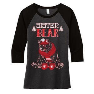 Sister Bear Christmas Santa Family Matching Pajamas Women's Tri-Blend 3/4-Sleeve Raglan Shirt