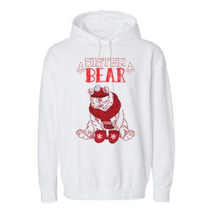 Sister Bear Christmas Santa Family Matching Pajamas Garment-Dyed Fleece Hoodie