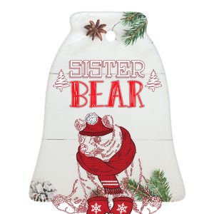 Sister Bear Christmas Santa Family Matching Pajamas Ceramic Bell Ornament