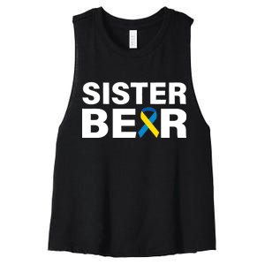 Sister Bear Down Syndrome Awareness Women's Racerback Cropped Tank