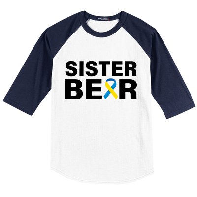 Sister Bear Down Syndrome Awareness Baseball Sleeve Shirt