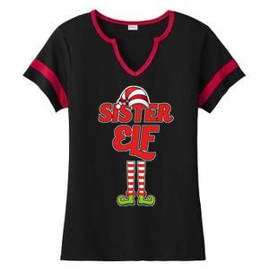 Sister Elf Christmas Ladies Halftime Notch Neck Tee