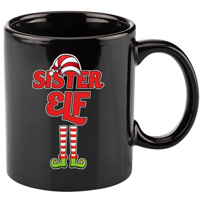 Sister Elf Christmas 11oz C Handle Ceramic Mug