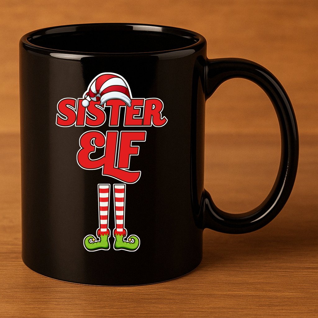 Sister Elf Christmas 11oz C Handle Ceramic Mug