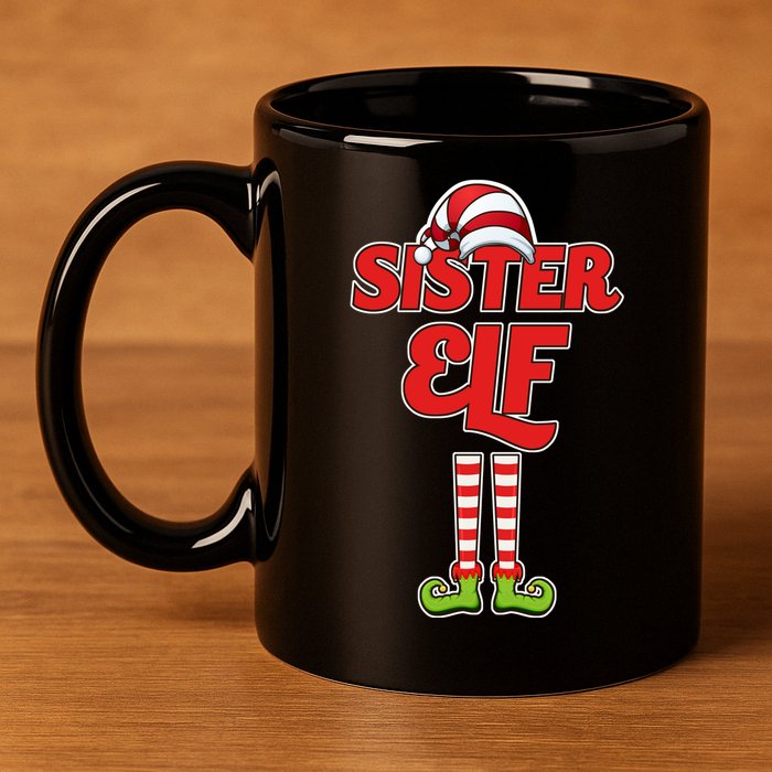 Sister Elf Christmas 11oz C Handle Ceramic Mug