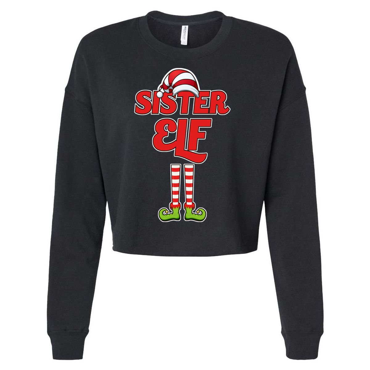 Sister Elf Christmas Cropped Pullover Crew