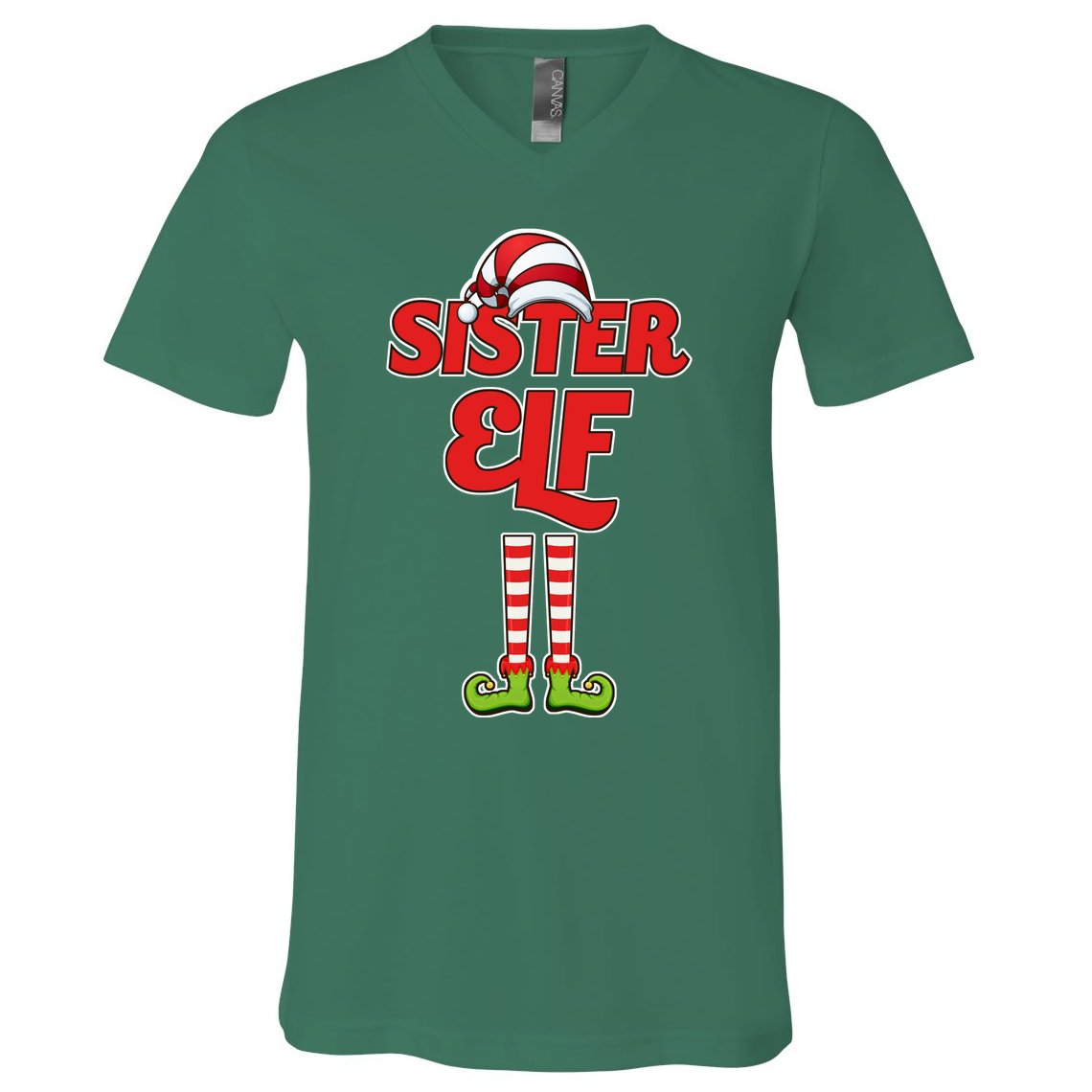 Sister Elf Christmas V-Neck T-Shirt