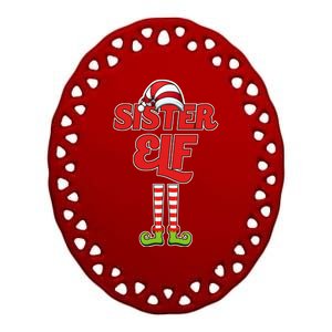 Sister Elf Christmas Ceramic Oval Ornament