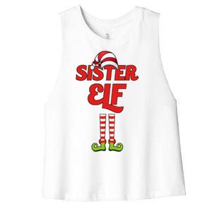 Sister Elf Christmas Women's Racerback Cropped Tank