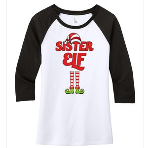 Sister Elf Christmas Women's Tri-Blend 3/4-Sleeve Raglan Shirt