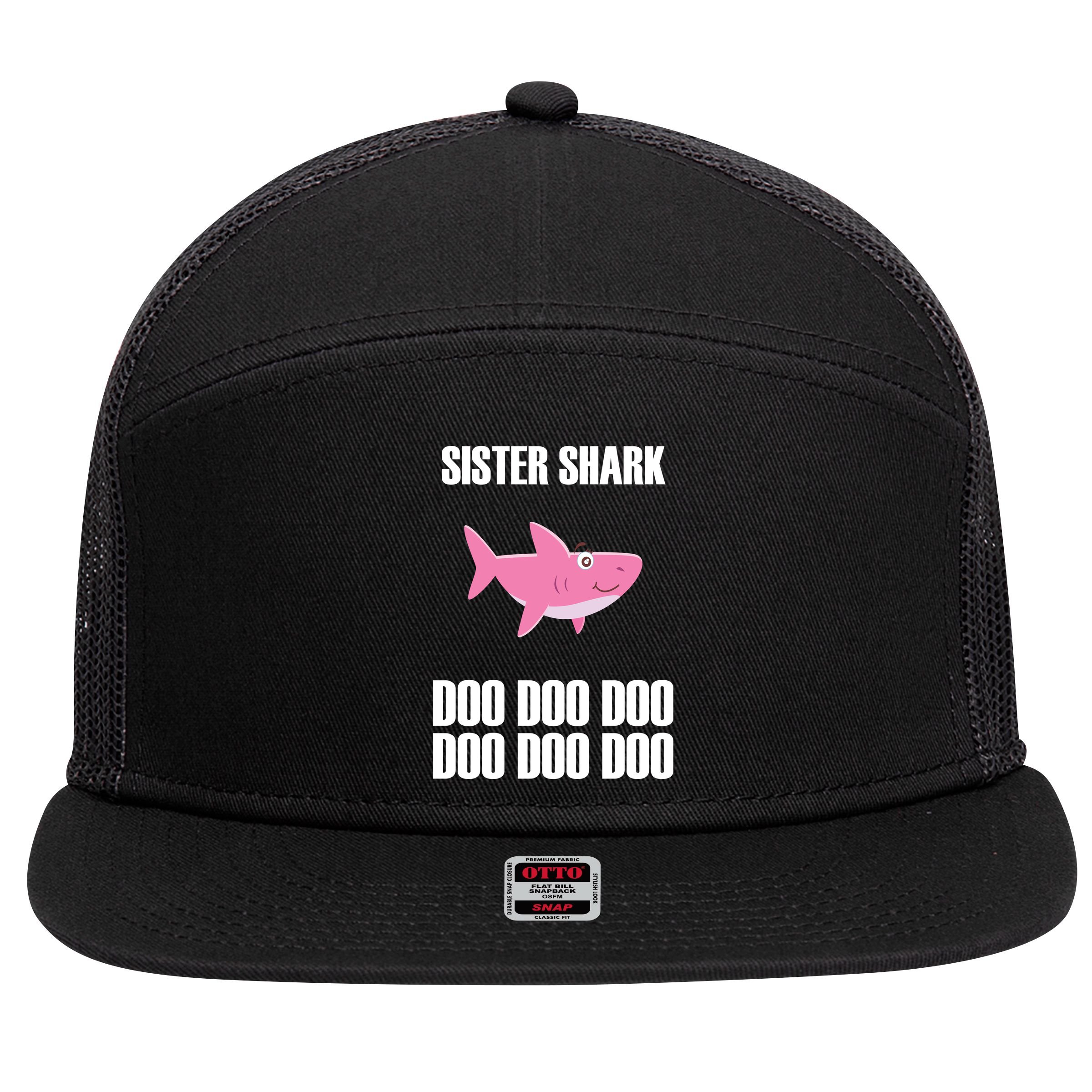 Sister Shark Doo 7 Panel Mesh Trucker Snapback Hat