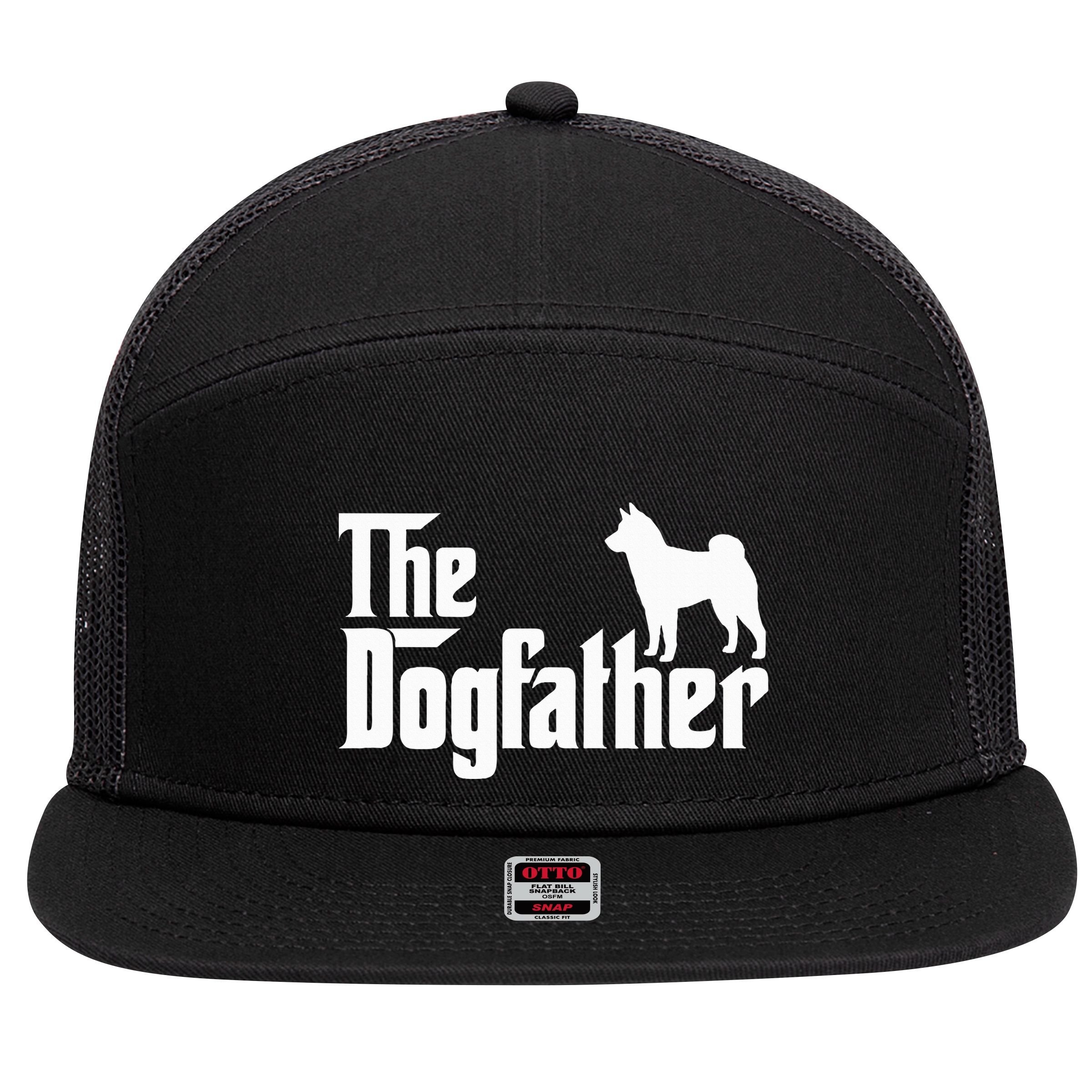Shiba Inu The Dogfather Dog Dad Papa 7 Panel Mesh Trucker Snapback Hat